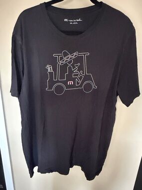 Travis Mathew Black Short Sleeve Tee with Golf Cart Outline